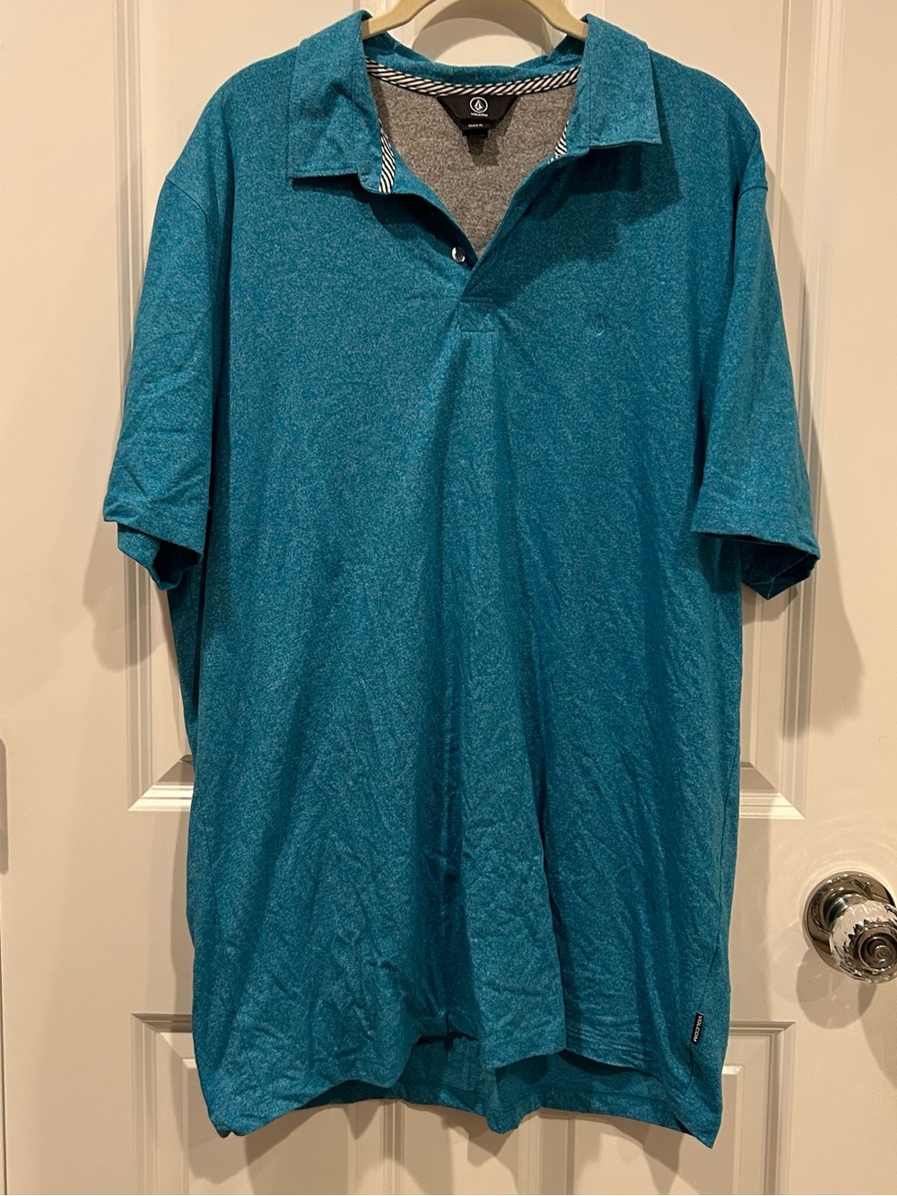 Men's Teal Polo Shirt Heathered Blue Casual Short Sleeve